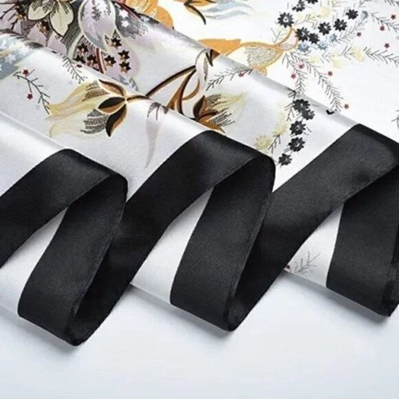 Satin Elegant Floral Design Scarf 35"/35" - Picture 5 of 7